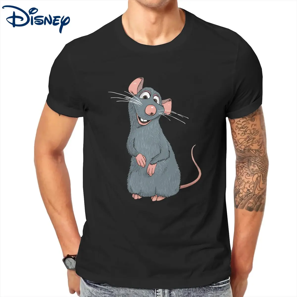 Мужская футболка Disney Ratatouille Remy, хлопковая одежда, забавная футболка с коротким рукавом и круглым вырезом, футболка в подарок
Мужская футболка Disney Ratatouille Remy, хлопковая одежда, забавная футболка с коротким рукавом и круглым вырезом, футболка в подарок