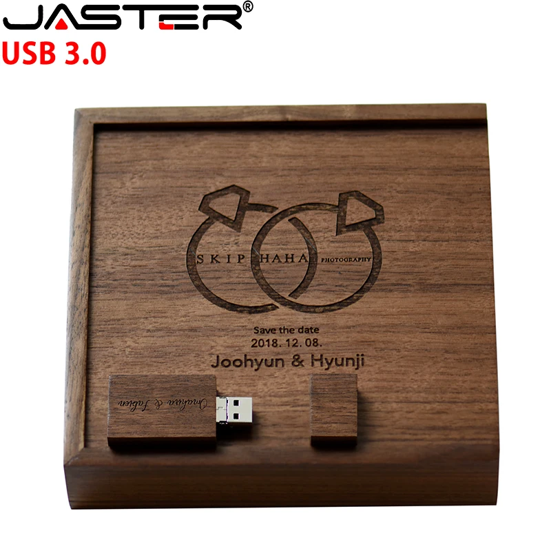 

JASTER Wooden 2 in 1 Pendrive 4GB USB Flash Drive 32GB Maple Wood U Disk 64GB Walnut Wood Pen Drives 8GB Free LOGO Wedding Gifts