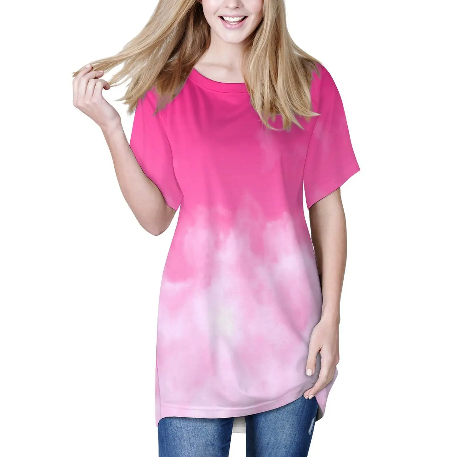 Soft Cloud T Shirt Pink Sky Print Modern Long T-Shirts Short Sleeve Printed Tops Women Korean Fashion Clothing Large Size
Soft Cloud T Shirt Pink Sky Print Modern Long T-Shirts Short Sleeve Printed Tops Women Korean Fashion Clothing Large Size