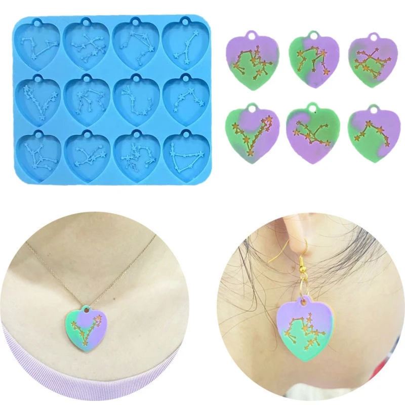 N58F Diy Crystal Epoxy Twelve Constellations Mold Earrings Tag Mold Hanging Pendant Decoration Love Mirror Silicone Mold
N58F Diy Crystal Epoxy Twelve Constellations Mold Earrings Tag Mold Hanging Pendant Decoration Love Mirror Silicone Mold