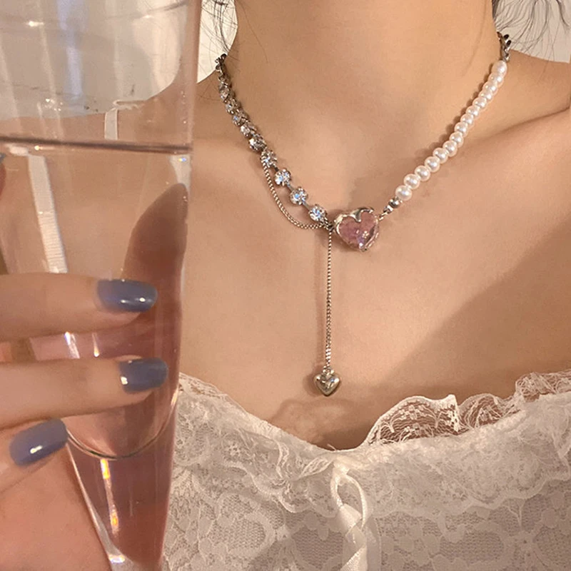 Harajuku Style Pink Love Heart Zircon Necklace For Women 2022 New Korean Hip Hop Pearl Chain Necklace Jewelry Party Gifts
Harajuku Style Pink Love Heart Zircon Necklace For Women 2022 New Korean Hip Hop Pearl Chain Necklace Jewelry Party Gifts