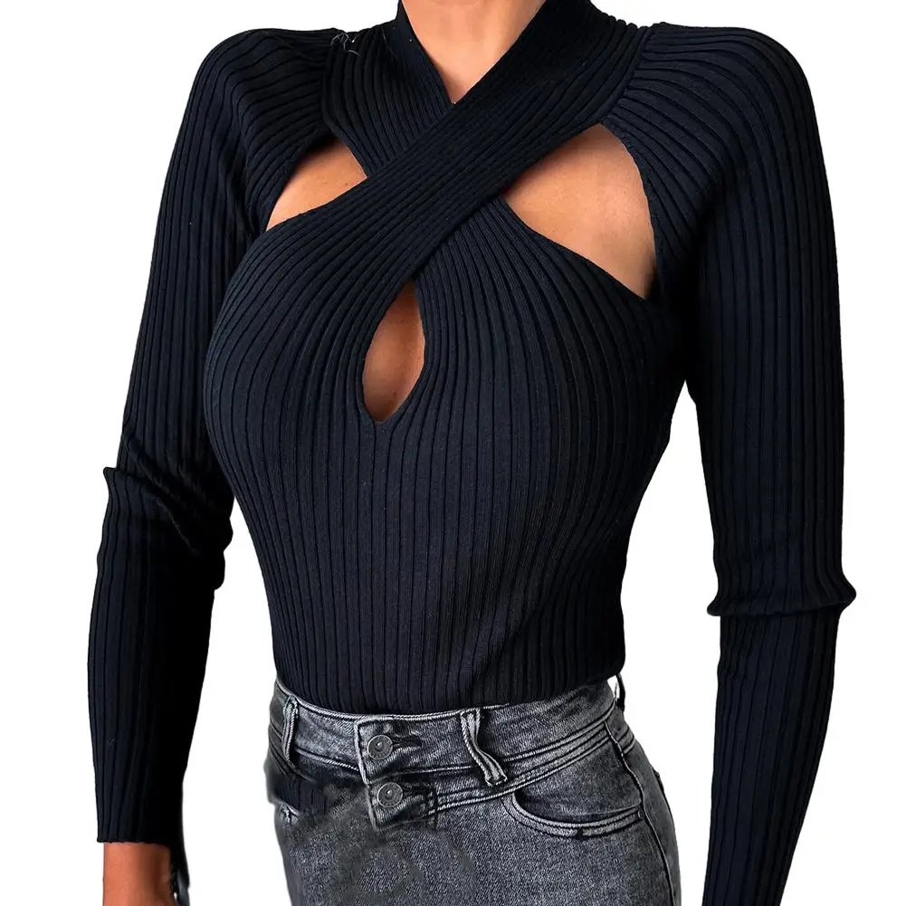 Sexy Cross Hollow Out Sweater Pullover Hanging Neck Basic Solid Color Long Sleeve Shirt Pullovers Sweaters Clothing For Women
Sexy Cross Hollow Out Sweater Pullover Hanging Neck Basic Solid Color Long Sleeve Shirt Pullovers Sweaters Clothing For Women