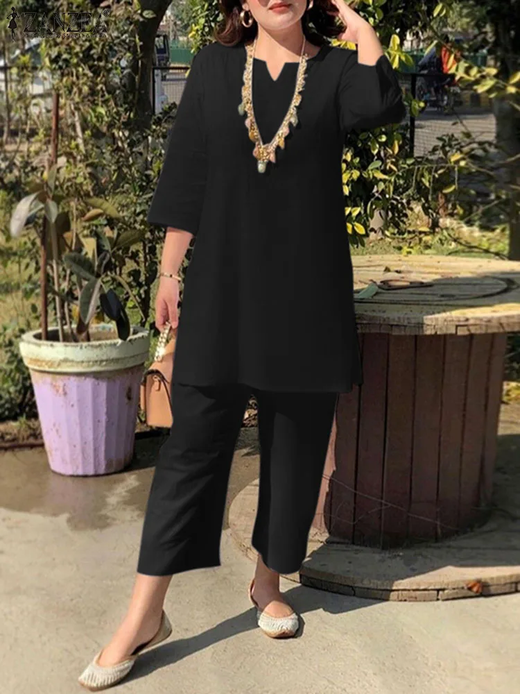 ZANZEA Women Straight Pant Tracksuit Fashion O Neck 2pcs Sets 3/4 Sleeve Outfits Casual Loose Elatic Waist Street Matching Sets
ZANZEA Women Straight Pant Tracksuit Fashion O Neck 2pcs Sets 3/4 Sleeve Outfits Casual Loose Elatic Waist Street Matching Sets