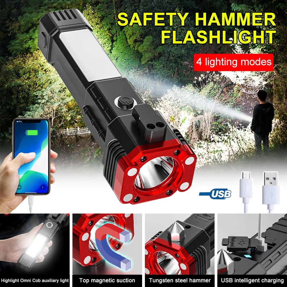 Safety Hammer Flashlight USB Rechargeable LED Self-rescue Broken Window Lamp Built-in 1200 mAh Battery Outdoor Survival Tool
Safety Hammer Flashlight USB Rechargeable LED Self-rescue Broken Window Lamp Built-in 1200 mAh Battery Outdoor Survival Tool
