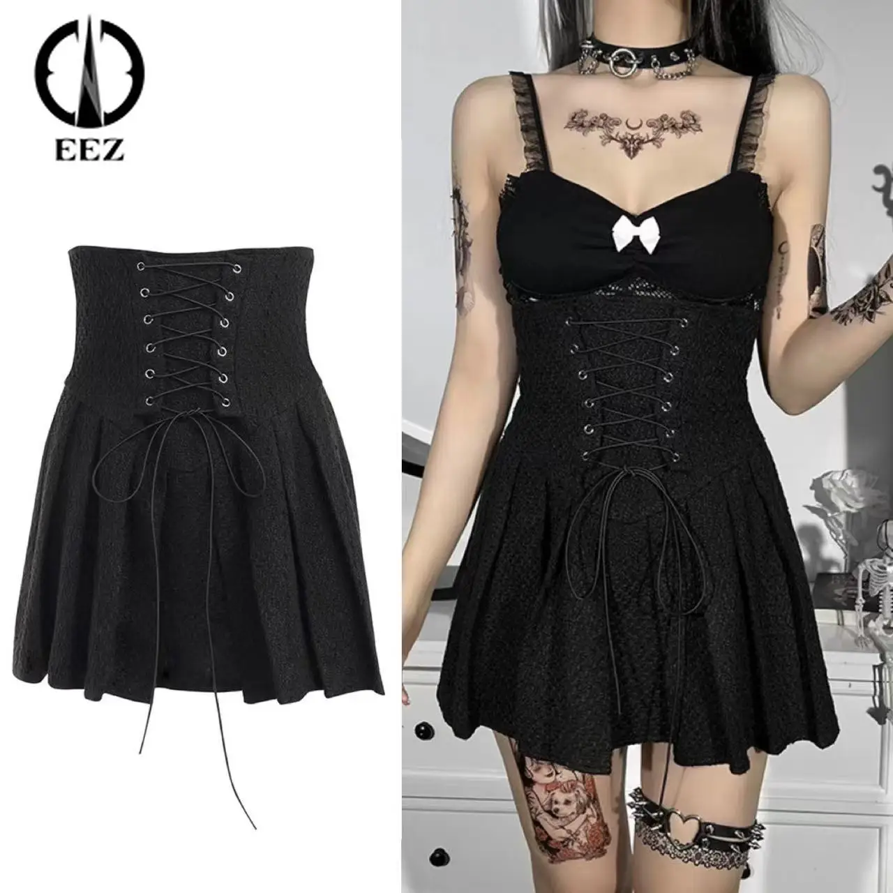 【Tunic Skirt】Black Vintage High Waist Corset Skirt Y2K Aesthetic Retro Bandage Pleated A-LINE Mini Skirt E-girl Academia Clothes
【Tunic Skirt】Black Vintage High Waist Corset Skirt Y2K Aesthetic Retro Bandage Pleated A-LINE Mini Skirt E-girl Academia Clothes