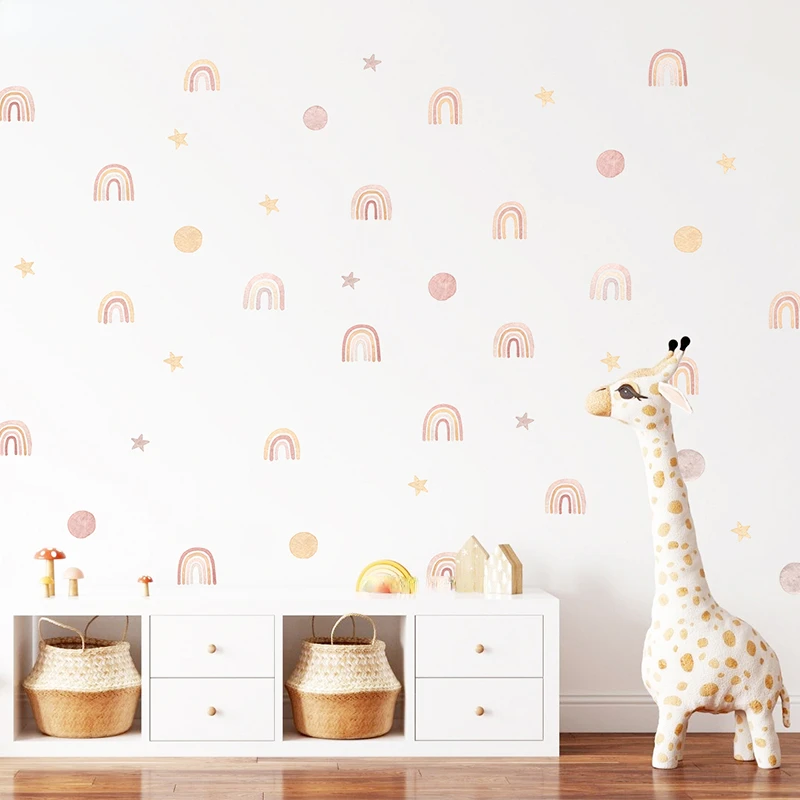 

Cartoon Boho Rainbow Wall Sticker for Baby Room Children Room Cute Polka Dot Stars Nursery Stickers Home Decoration