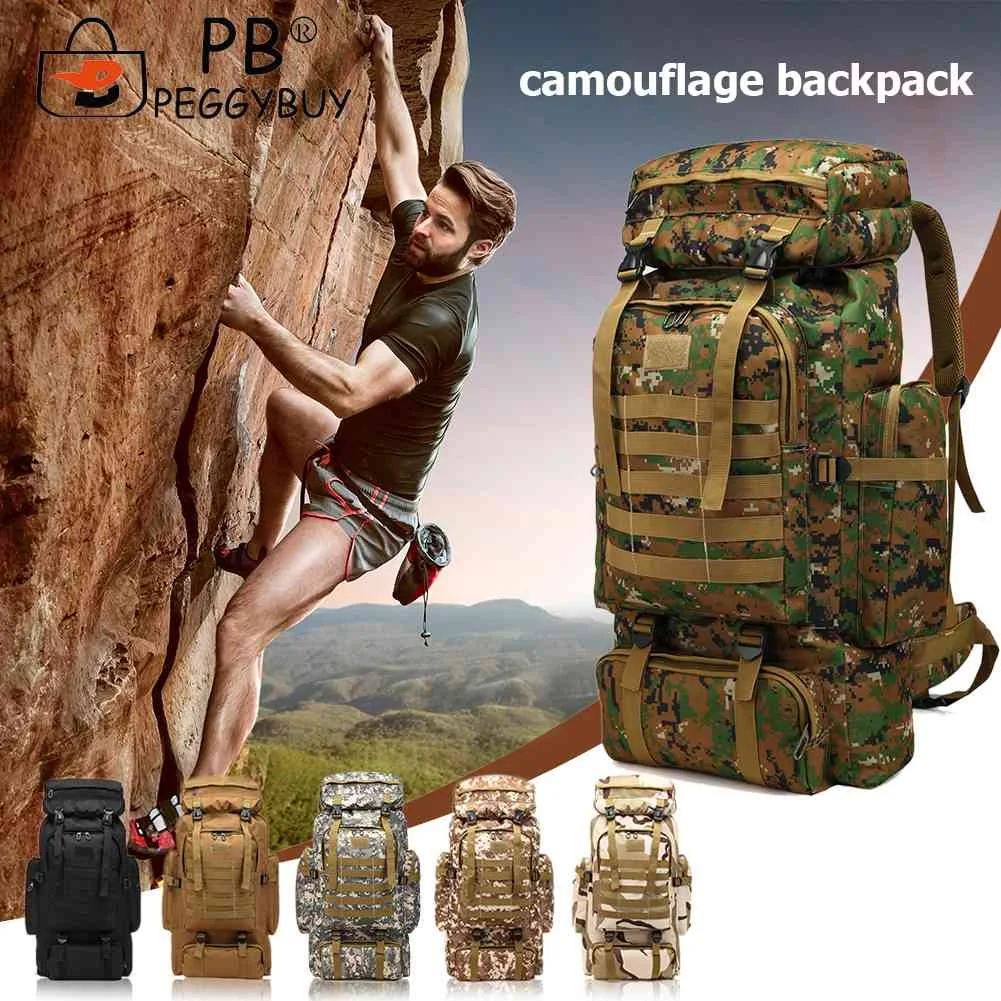 

80L Molle EDC Oxford Cloth Waterproof Trekking Hunting Bag Backpack Outdoor Military Travel Rucksacks Camo Tactical Climbing Bag