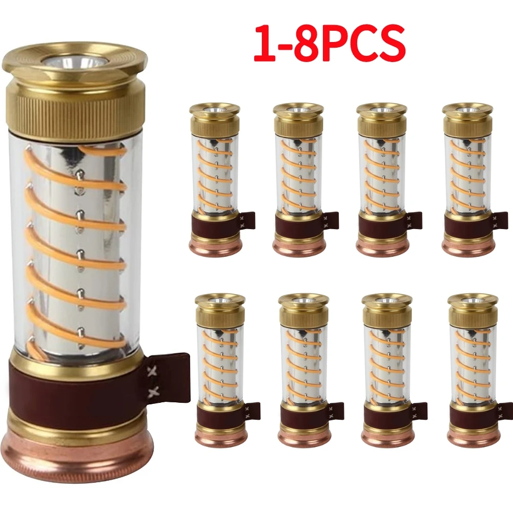 

8pcs Brass Emergency Flashlights Multifunctional Camping Lamp 2-in-1 Outdoor Tent Light Torch Camping Light for Fishing Hiking