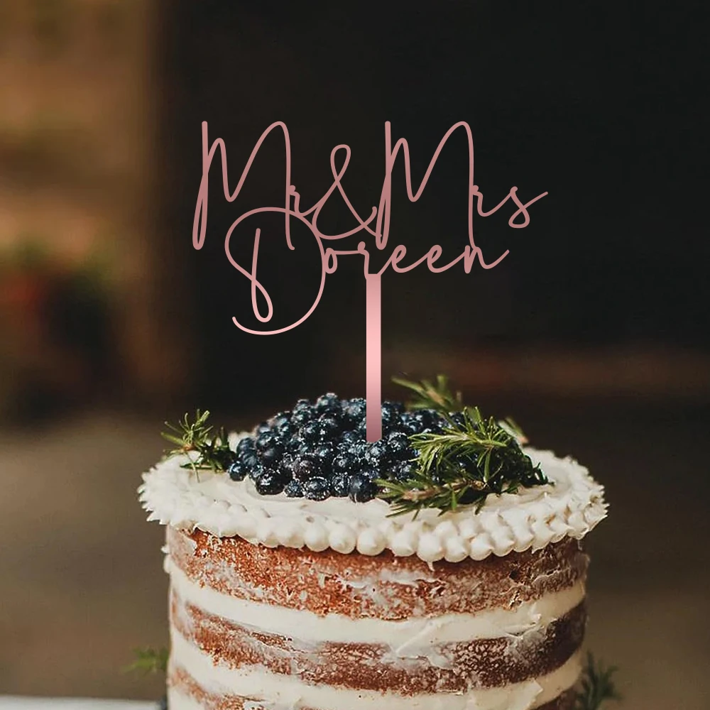

Персонализированные Акриловые топперы для торта Mr and Mrs на заказ, уникальное украшение для дня рождения, юбилея, подарок для невесты