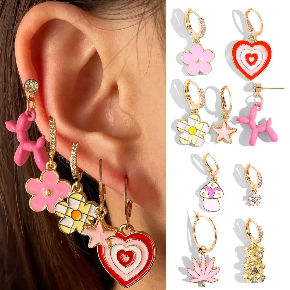 Flatfoosie Pink Enamel Heart Flowers Zircon Drop Earrings Set For Women Girl Cute Bear Animal Dangle Earring 2022 Trendy Jewelry
Flatfoosie Pink Enamel Heart Flowers Zircon Drop Earrings Set For Women Girl Cute Bear Animal Dangle Earring 2022 Trendy Jewelry