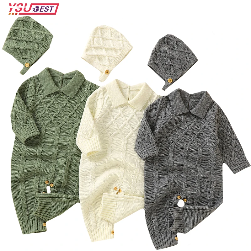 Infant Bodysuits Outfits Newborn Romper Baby Boys Girls Clothes Autumn Winter Long Sleeves Knitted Jumpsuits+ Hats 2Pcs Sets 
Infant Bodysuits Outfits Newborn Romper Baby Boys Girls Clothes Autumn Winter Long Sleeves Knitted Jumpsuits+ Hats 2Pcs Sets