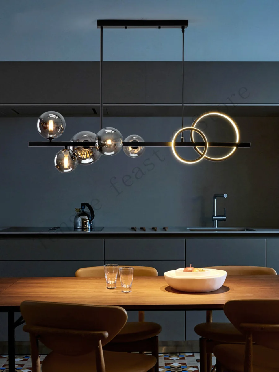 Modern restaurant LED chandelier lighting Nordic creative glass ball black long hanging lamp restaurant bar cafe Pendant Lamp
Modern restaurant LED chandelier lighting Nordic creative glass ball black long hanging lamp restaurant bar cafe Pendant Lamp