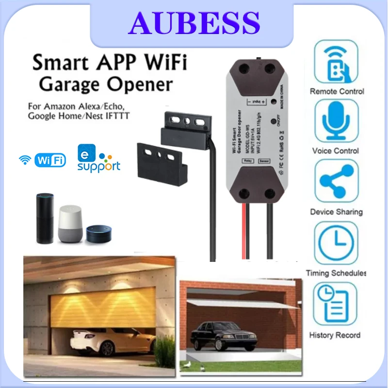 Умный пульт дистанционного управления для гаражных дверей, совместимый с Alexa Echo Google Home 
Умный пульт дистанционного управления для гаражных дверей, совместимый с Alexa Echo Google Home