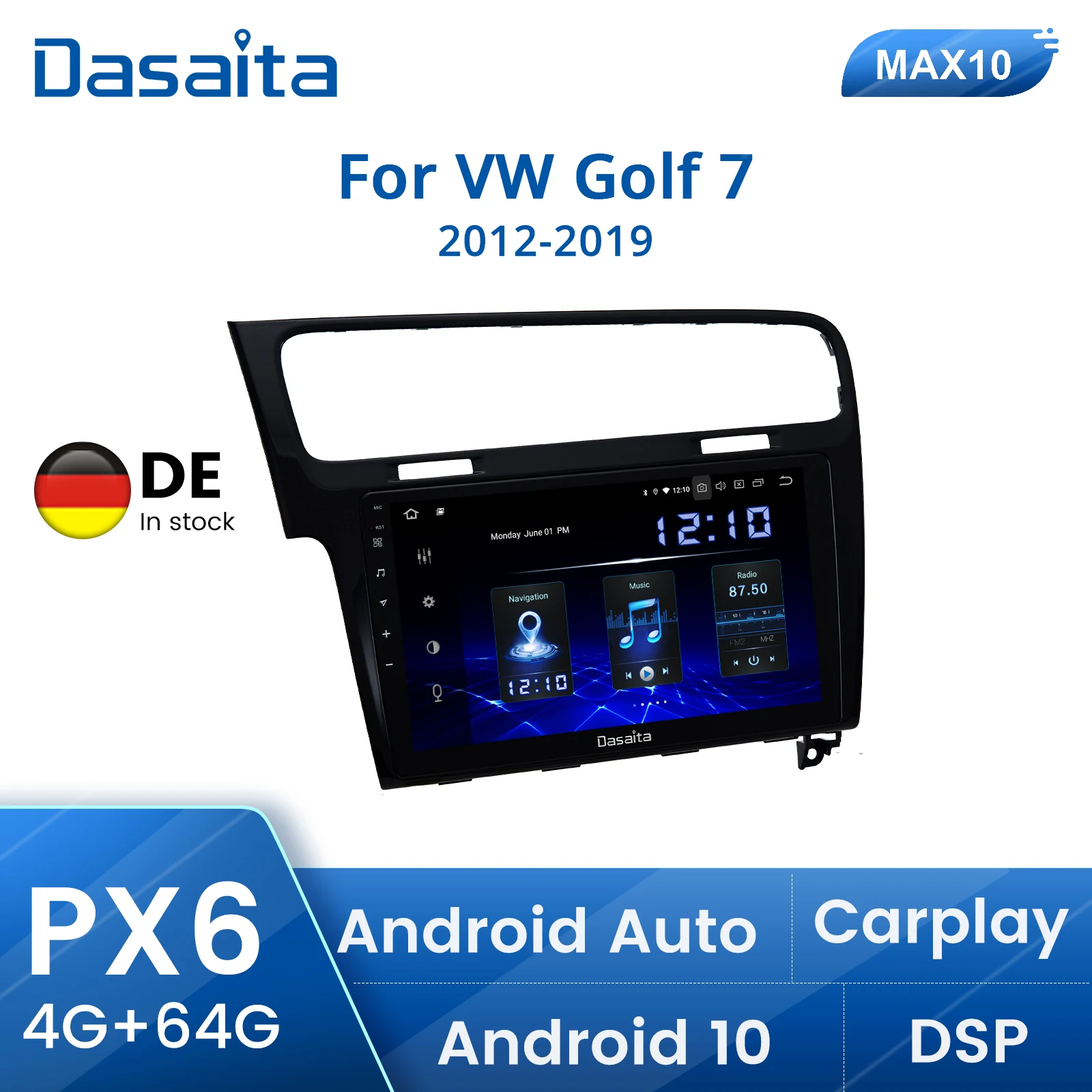 Автомагнитола Dasaita, 1 Din, Android 10,0 для VW Golf 7, 2013, 2014, 2015, 2016, 2017, навигация GPS, сенсорный экран IPS 10,2 дюйма
Автомагнитола Dasaita, 1 Din, Android 10,0 для VW Golf 7, 2013, 2014, 2015, 2016, 2017, навигация GPS, сенсорный экран IPS 10,2 дюйма