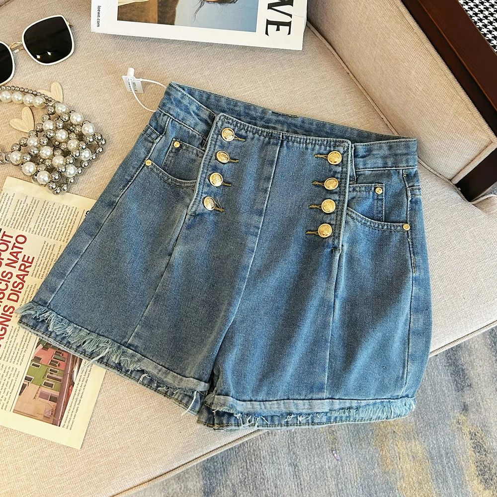 Women's High Waisted Double Breasted Denim Shorts Summer New Street Style Sexy Mini Jeans Young Girl A-line Wide Leg Hot Pants
Women's High Waisted Double Breasted Denim Shorts Summer New Street Style Sexy Mini Jeans Young Girl A-line Wide Leg Hot Pants