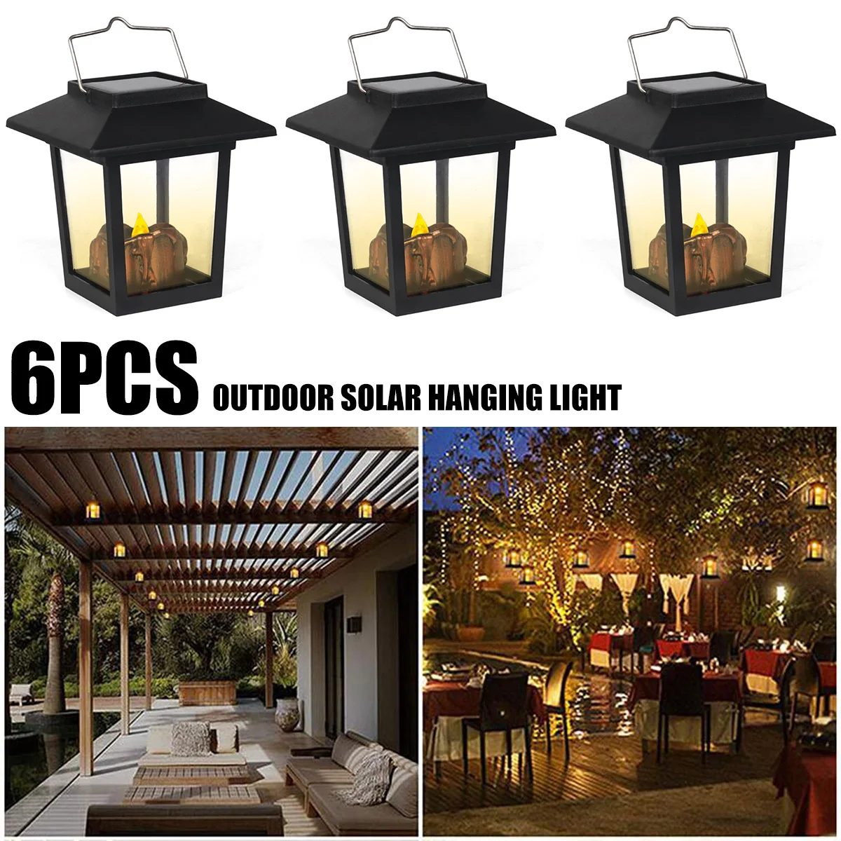 6pcs Solar Candle Lantern Outdoor LED Solar Light IP44 Waterproof Hanging Lantern Light Solar Landscape Light for Garden Path
6pcs Solar Candle Lantern Outdoor LED Solar Light IP44 Waterproof Hanging Lantern Light Solar Landscape Light for Garden Path