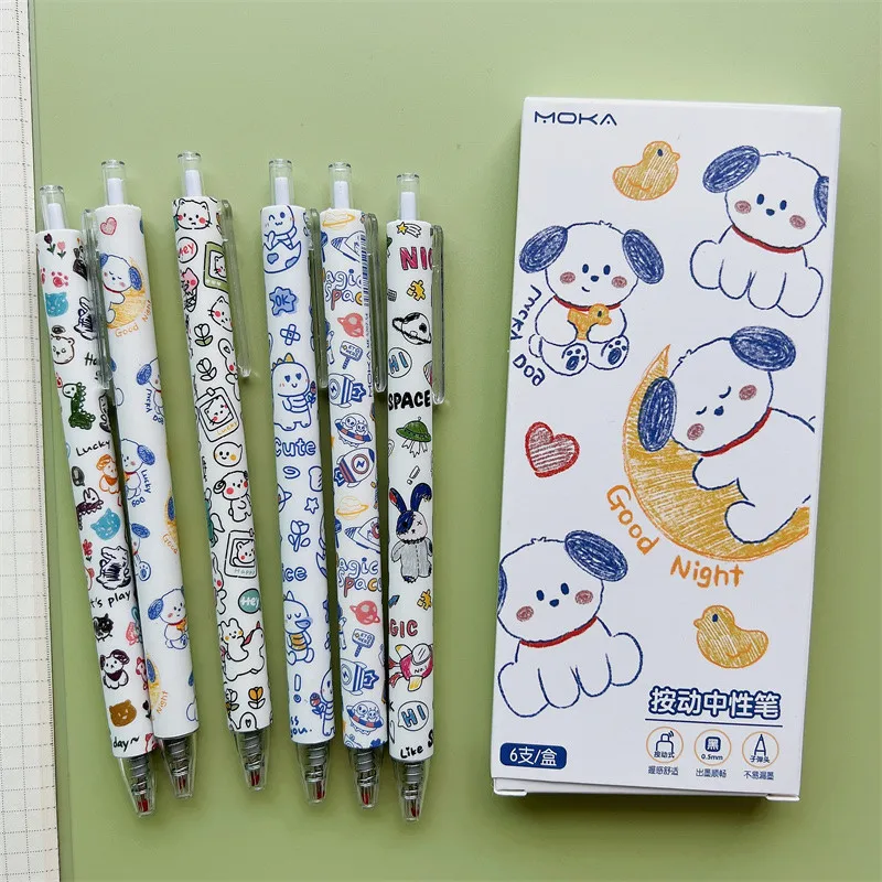 12pcs Cute Press Gel Pen Cartoon Puppy Boxed 0.5mm Black Graffiti Pen High Value Student Writing Test School Office Stationery
12pcs Cute Press Gel Pen Cartoon Puppy Boxed 0.5mm Black Graffiti Pen High Value Student Writing Test School Office Stationery