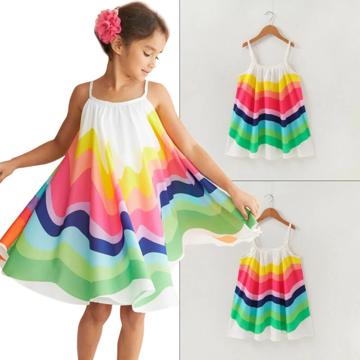 Toddler Newborn Baby's Clothes Girl Dress Party Beach Rainbow Knee-Length Sleeveless Dresses Summer Dress Children's Clothing
Toddler Newborn Baby's Clothes Girl Dress Party Beach Rainbow Knee-Length Sleeveless Dresses Summer Dress Children's Clothing