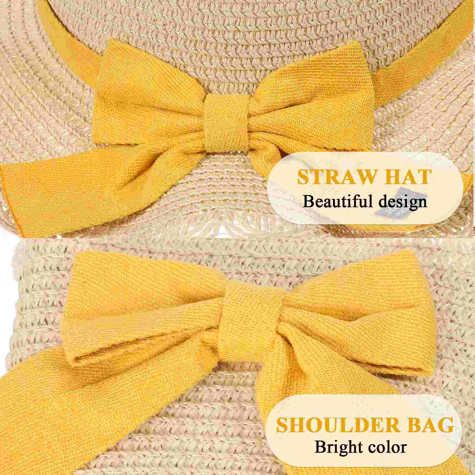 Sun Hat and Straw Bag Set Summer Beach Straw Hat Shoulder Crossbody Bag with Bowknot Decor for Holiday
Sun Hat and Straw Bag Set Summer Beach Straw Hat Shoulder Crossbody Bag with Bowknot Decor for Holiday