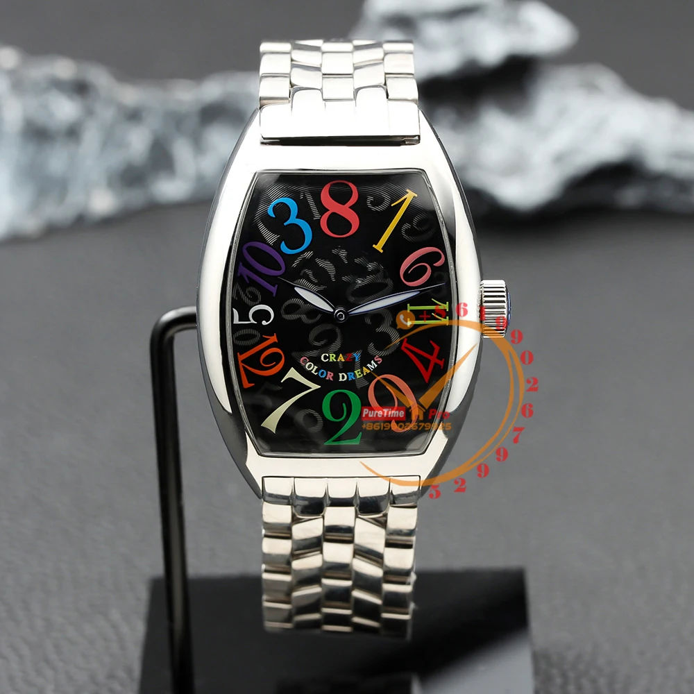 Cintree Curvex Crazy Hour Automatic Mens Watch Black Color Dreams Dial Stainless Steel Bracelet Swisstime Reloj Hombre 2023 New 
Cintree Curvex Crazy Hour Automatic Mens Watch Black Color Dreams Dial Stainless Steel Bracelet Swisstime Reloj Hombre 2023 New