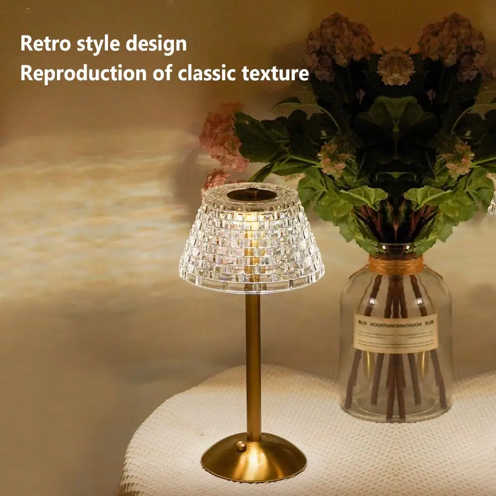 Retro Led Table Lamp Rechargeable Crystal Lampshade Touch Sensor Night Light For Bedroom Bedside Home Decor
Retro Led Table Lamp Rechargeable Crystal Lampshade Touch Sensor Night Light For Bedroom Bedside Home Decor