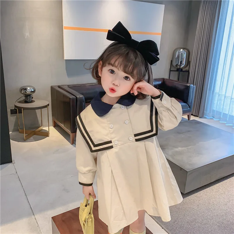 Spring Summer Girls' Dress British Style Navy Collar Little Cute Long-Sleeved Student School Dress Baby Kids Children'S Clothing
Spring Summer Girls' Dress British Style Navy Collar Little Cute Long-Sleeved Student School Dress Baby Kids Children'S Clothing