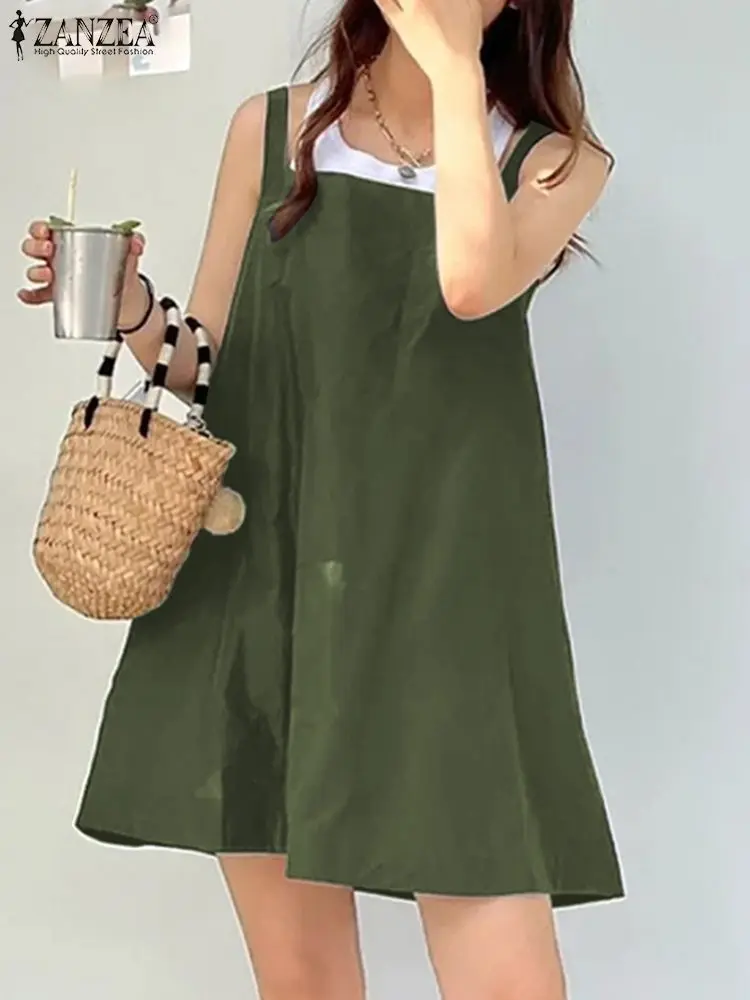ZANZEA Sleeveless Solid Color Mini Dress Streetwear A-line Summer Women Suspender Dresses Casual Fashion Square Neck Short Robes
ZANZEA Sleeveless Solid Color Mini Dress Streetwear A-line Summer Women Suspender Dresses Casual Fashion Square Neck Short Robes