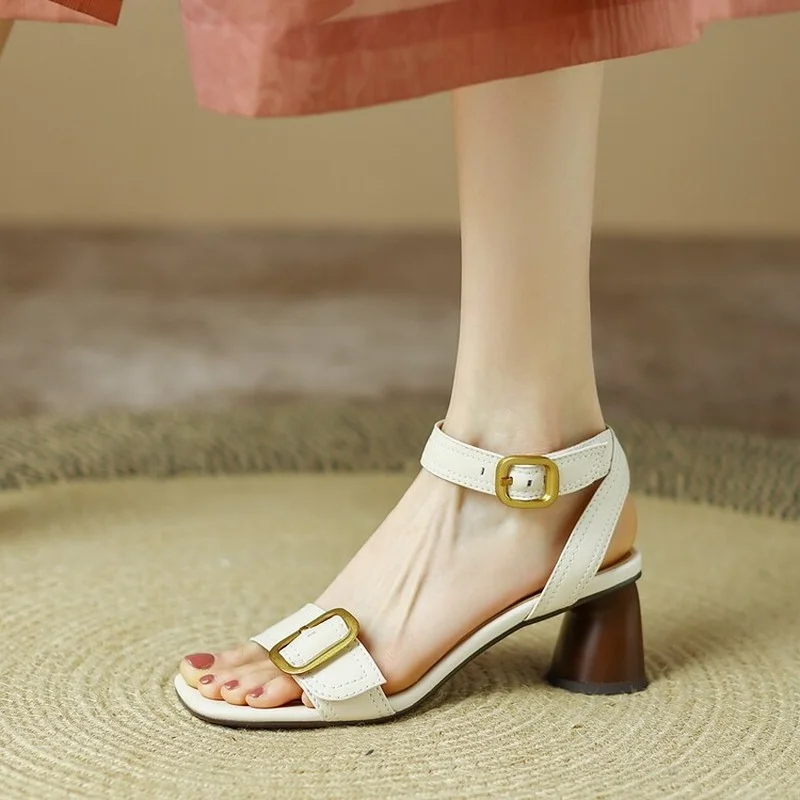 LeShion Of Chanmeb Women Sheep Leather Sandals Handmade Beige Black Brown High Heels Sandals Woman Double Buckle Shoes Summer 42
LeShion Of Chanmeb Women Sheep Leather Sandals Handmade Beige Black Brown High Heels Sandals Woman Double Buckle Shoes Summer 42