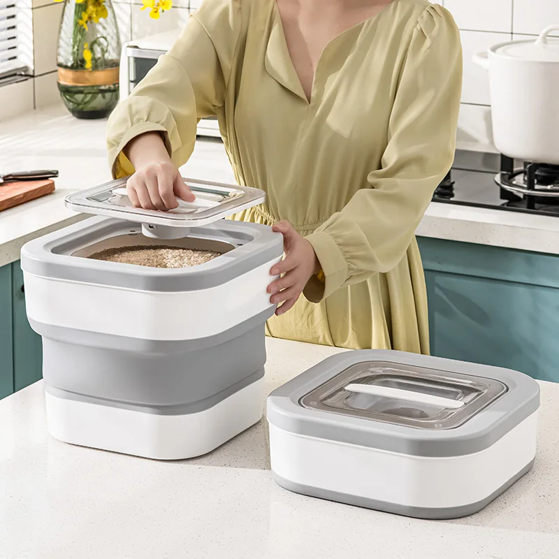 Folding Rice Bucket Large-capacity Insect-proof Moisture-proof Sealed Storage Tank Rice Box Kitchen Organization Rice Barrel
Folding Rice Bucket Large-capacity Insect-proof Moisture-proof Sealed Storage Tank Rice Box Kitchen Organization Rice Barrel