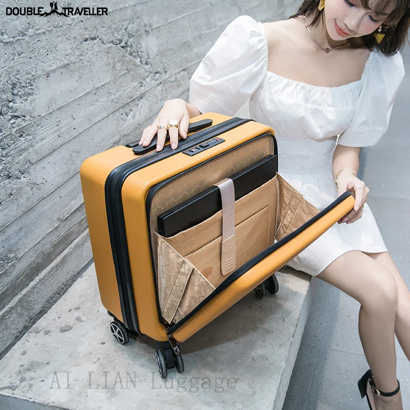 18 inch trolley luggage Business travel suitcase spinner wheels carry on rolling luggage with laptop bag Front opening case box
18 inch trolley luggage Business travel suitcase spinner wheels carry on rolling luggage with laptop bag Front opening case box