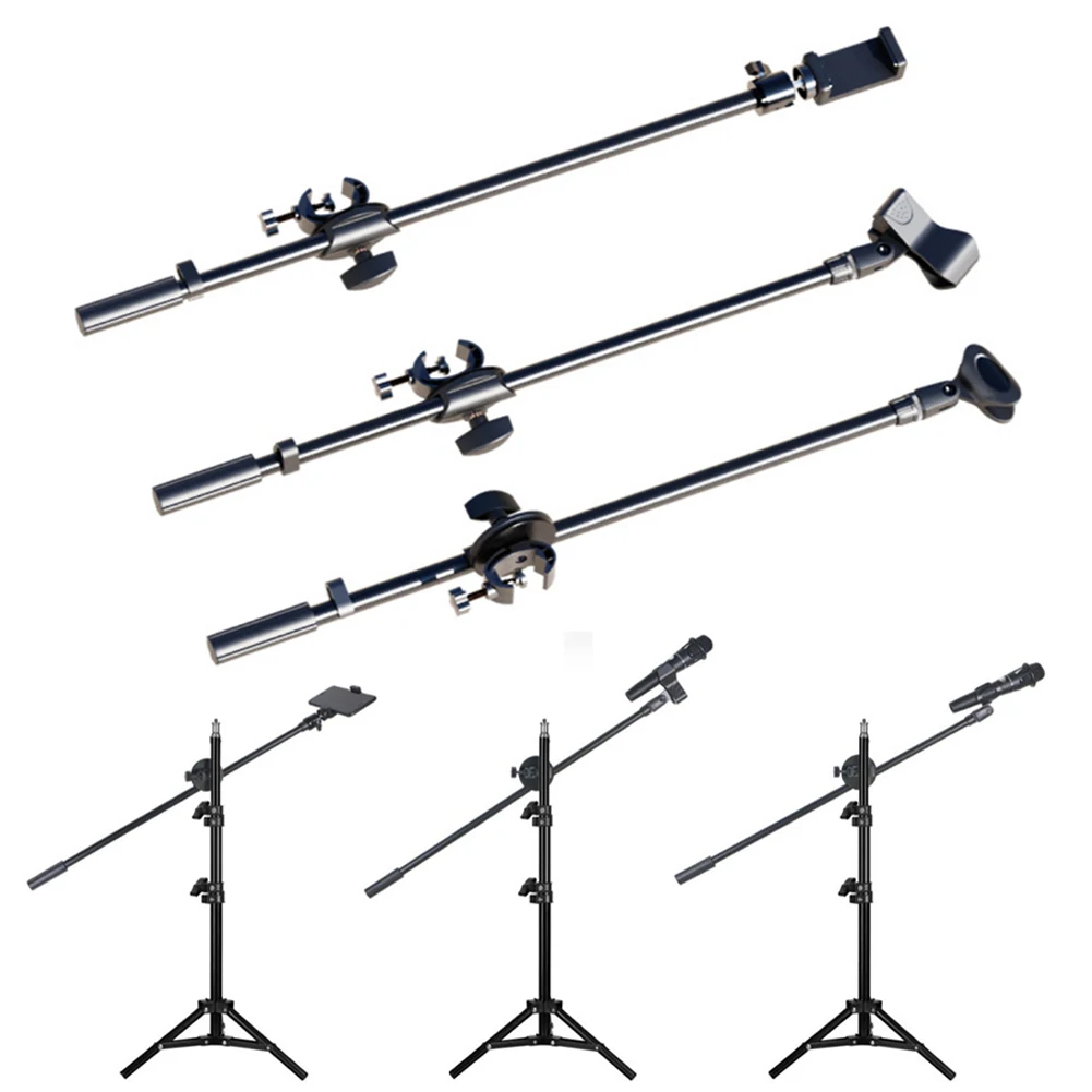 

55CM Rotating Microphone Stand Crossbar Boom Arms Mic Clip Phone Holder Extension Bracket Designed With 3/8 Thread