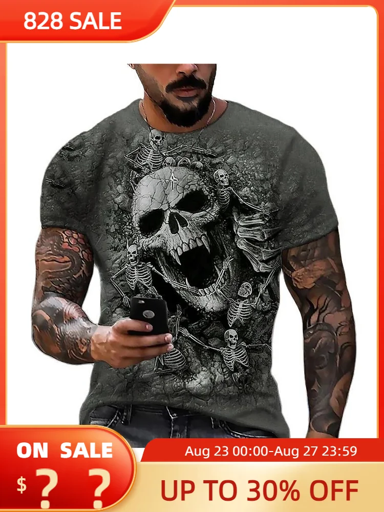 Death Skull Print T Shirt For Men Terror Harajuku Oversized Short Sleeve Tops Summer Trend Leisure O-neck Tees Vintage Clothes
Death Skull Print T Shirt For Men Terror Harajuku Oversized Short Sleeve Tops Summer Trend Leisure O-neck Tees Vintage Clothes