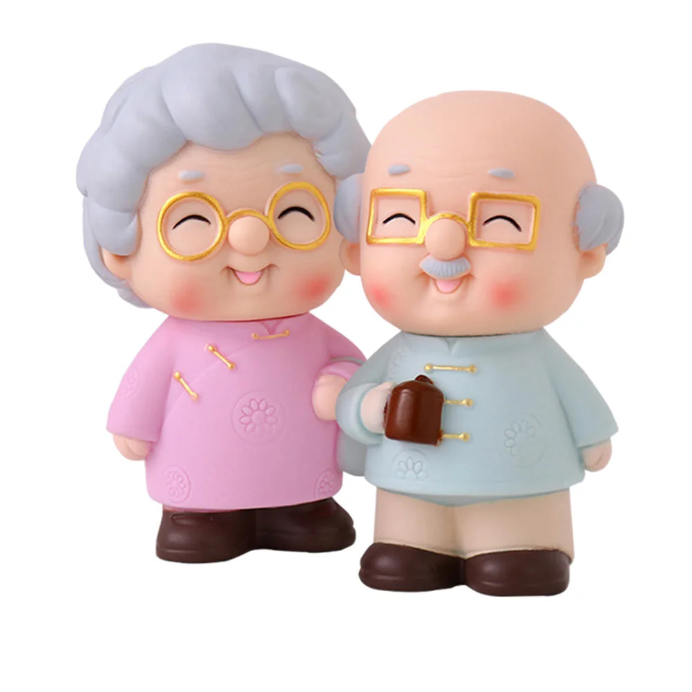 

Couple Cake Figurines Topper Elderly Statue Figurine Anniversary Grandparents Wedding Old Sculpture Grandma Loving Grandpa