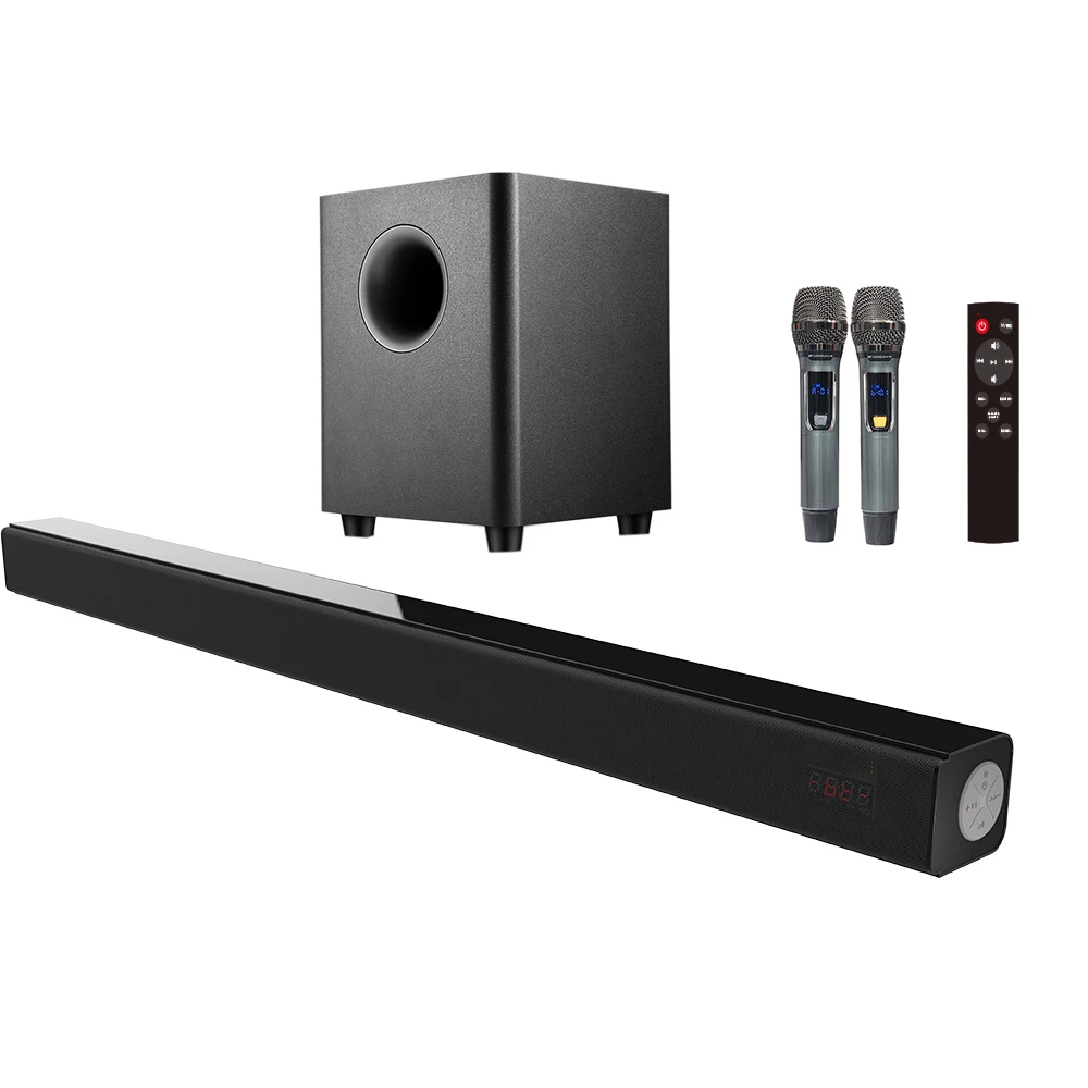 Samtronic home karaoke system soundbar speaker With 6.5 inches subwoofer sound bar system 150W
Samtronic home karaoke system soundbar speaker With 6.5 inches subwoofer sound bar system 150W