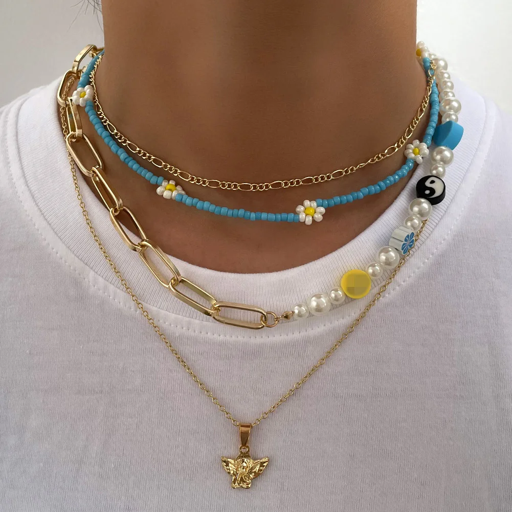 Bohemia Multi-layer Pearl Beaded Choker Necklace For Women Asymmetric Flowers Smiley Beads Metal Chain Necklace Fashion Jewelry
Bohemia Multi-layer Pearl Beaded Choker Necklace For Women Asymmetric Flowers Smiley Beads Metal Chain Necklace Fashion Jewelry