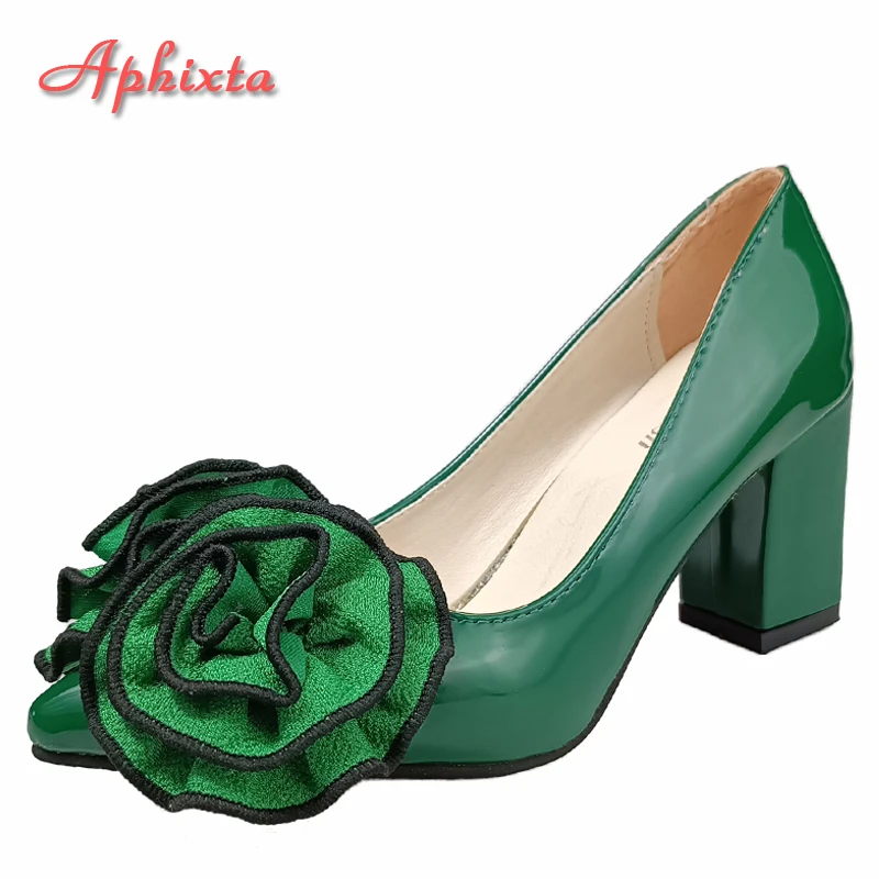 Aphixta New 7cm Square Heel Patent Leather Shoes Women Pumps Dark Green Flowers Officile Pointed Toe Plus Size 49 50
Aphixta New 7cm Square Heel Patent Leather Shoes Women Pumps Dark Green Flowers Officile Pointed Toe Plus Size 49 50