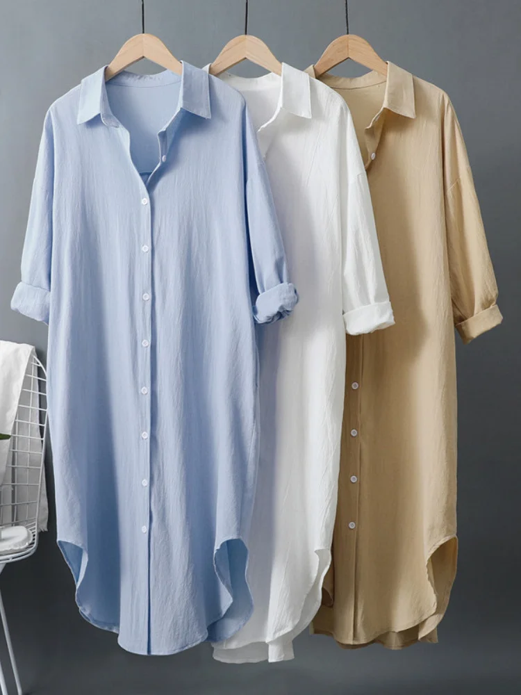 2023 Summer New Women's Mid-length Shirts Cotton Linen Loose Casual Tops Fashion Cardigan Women's Fashion Long-sleeved Tops
2023 Summer New Women's Mid-length Shirts Cotton Linen Loose Casual Tops Fashion Cardigan Women's Fashion Long-sleeved Tops