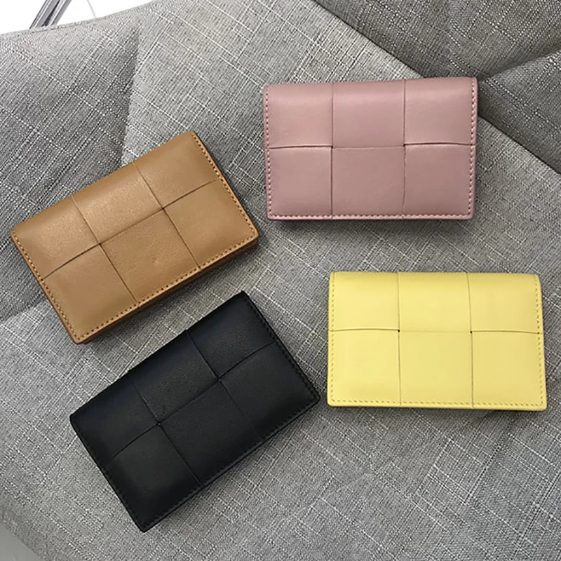 Luxury Weave Leather Card Holder Women New Bifold Knit Cassette Female Business Credit Card Case Portable Lipstick Small Wallet
Luxury Weave Leather Card Holder Women New Bifold Knit Cassette Female Business Credit Card Case Portable Lipstick Small Wallet