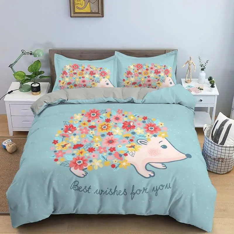 Hedgehog Duvet Cover Set 3D Cartoon Hedgehog Flower 2/3PCS Bedding Set Kids Boys Girls Animal Queen Size Polyester Quilt Cover
Hedgehog Duvet Cover Set 3D Cartoon Hedgehog Flower 2/3PCS Bedding Set Kids Boys Girls Animal Queen Size Polyester Quilt Cover