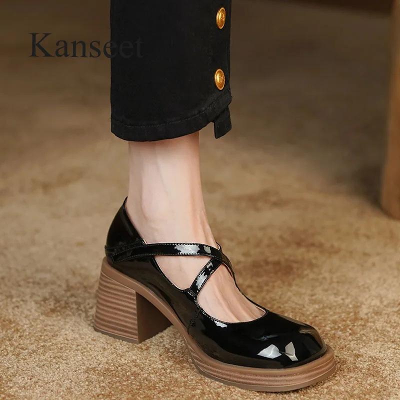 Kanseet 2022 Women Pumps Spring New Black Cow Patent Leather Round Toe Fashion Handmade Thick High Heels Ladies Shoes Size 41
Kanseet 2022 Women Pumps Spring New Black Cow Patent Leather Round Toe Fashion Handmade Thick High Heels Ladies Shoes Size 41