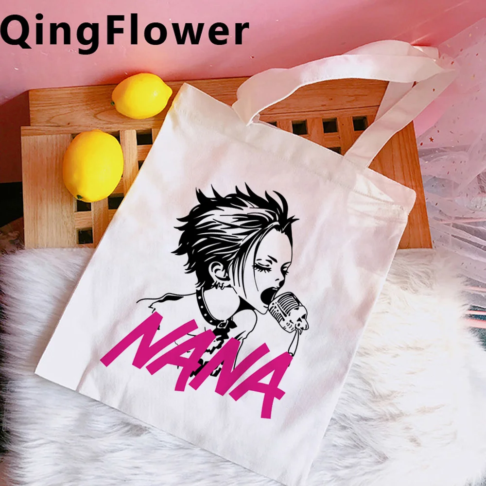 

Многоразовая Джутовая сумка для покупок из аниме «Нана», Женская Хлопковая сумка эко-сумка, сумка-тоут, шоппинг, нитки, ботинки, ткань