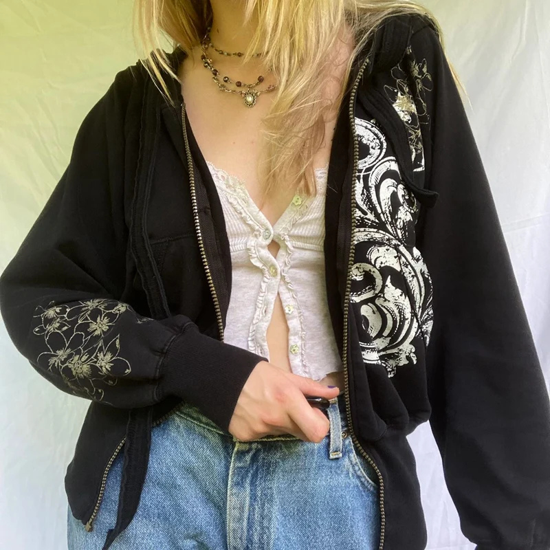 Hoodies Stylish Tops Print Women Long Sleeve Casual Sweatshirts Pockets Zipper Up Streetwear Fashion Coat
Hoodies Stylish Tops Print Women Long Sleeve Casual Sweatshirts Pockets Zipper Up Streetwear Fashion Coat