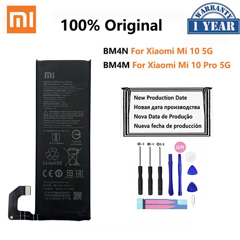

100% Оригинальный аккумулятор BM4M BM4N для Xiaomi Mi 10 Pro 5G Xiaomi 10Pro Mi10