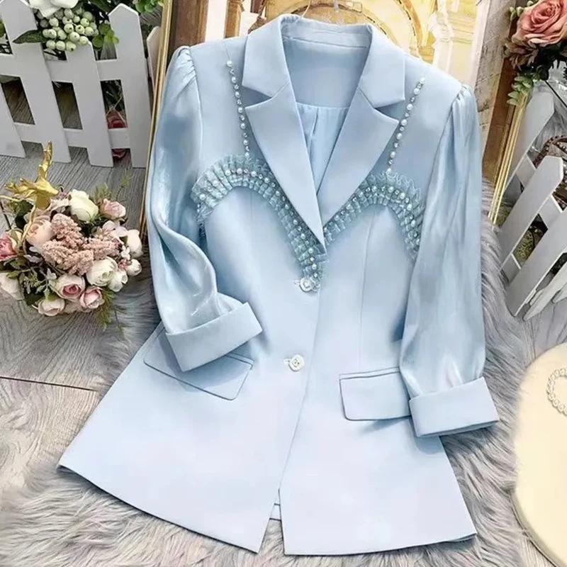 Suit Jacket Women's Women's Summer Series 2022 New heavy Industry Beaded Pleated Slim Fit Three-Quarter Sleeve Small Suit Womens
Suit Jacket Women's Women's Summer Series 2022 New heavy Industry Beaded Pleated Slim Fit Three-Quarter Sleeve Small Suit Womens
