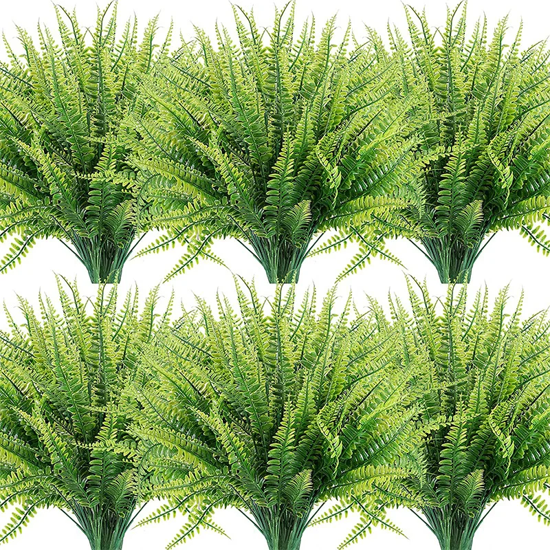 

Artificial Plants Boston Fern Greenery Outdoor UV Resistant No Fade Faux Plastic Fake Plants Garden Porch Window Box Decorating