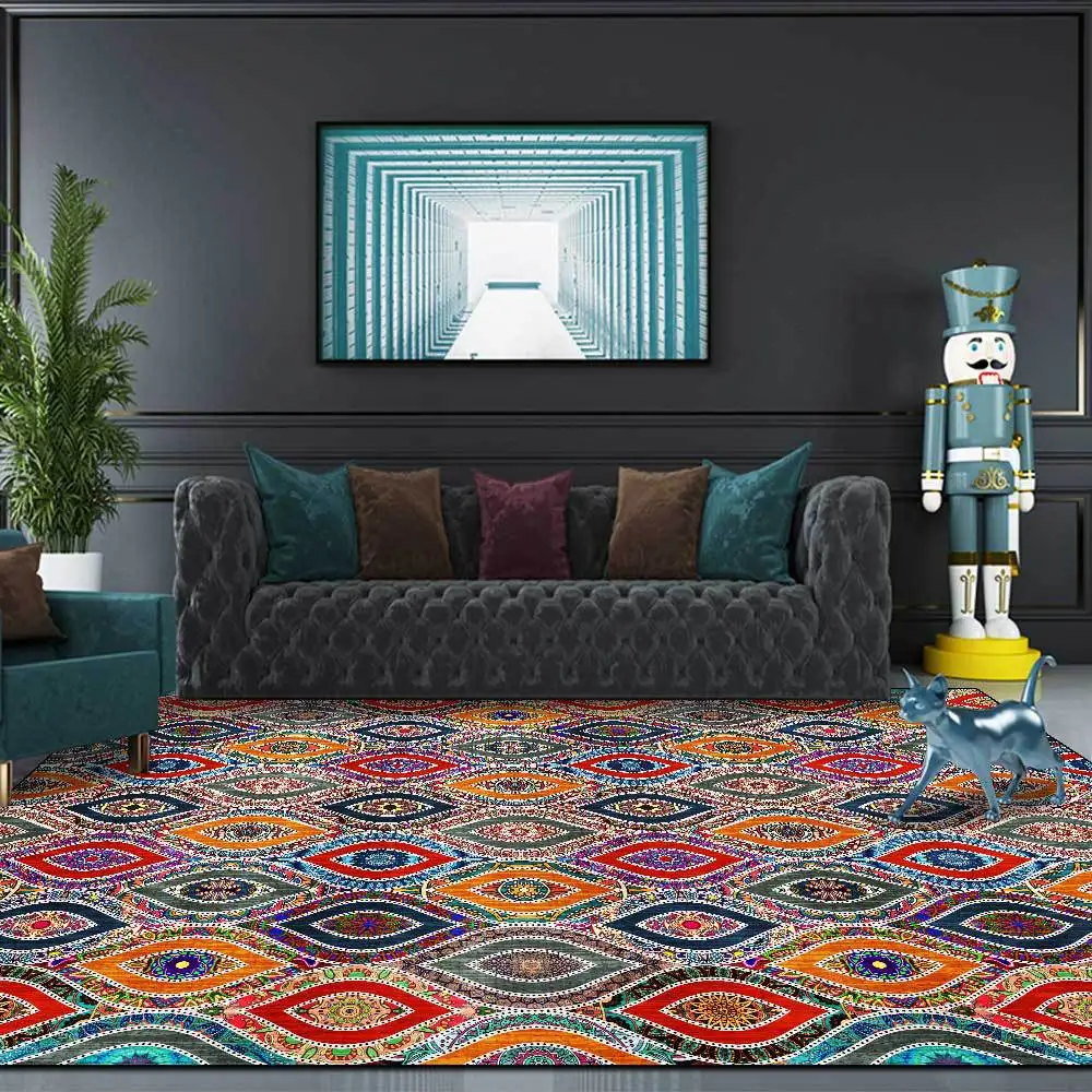 

Bohemia 3D Carpet Colorful Geometric Printed Soft Flannel Large Carpets For Living Room Hallway Antislip Kitchen Mats Floor Rugs