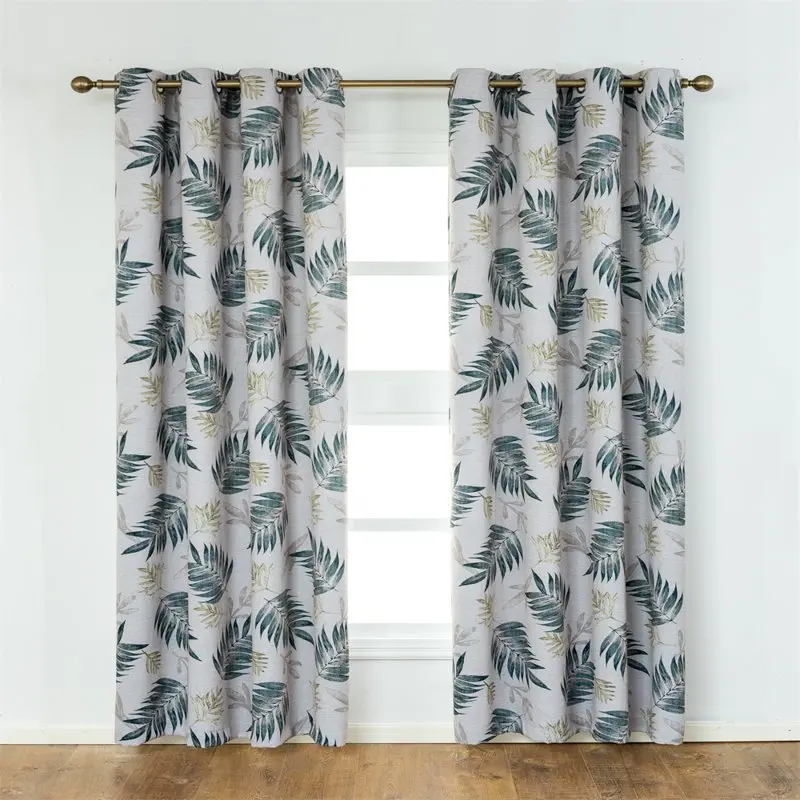 

2 Panels Blackout Curtains Tropical Plants Print Pattern,Thermal Insulated Grommet Top Curtains,Deep Green,52 x 84 inches