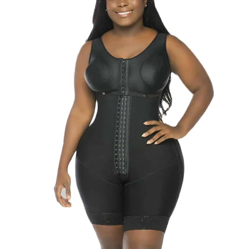 

Plus Size Full Body Shapewear Woman Black Lace Compression Slimming Girdle Flat Stomach Shaper Skims Shorts Bodyshaper With Bra