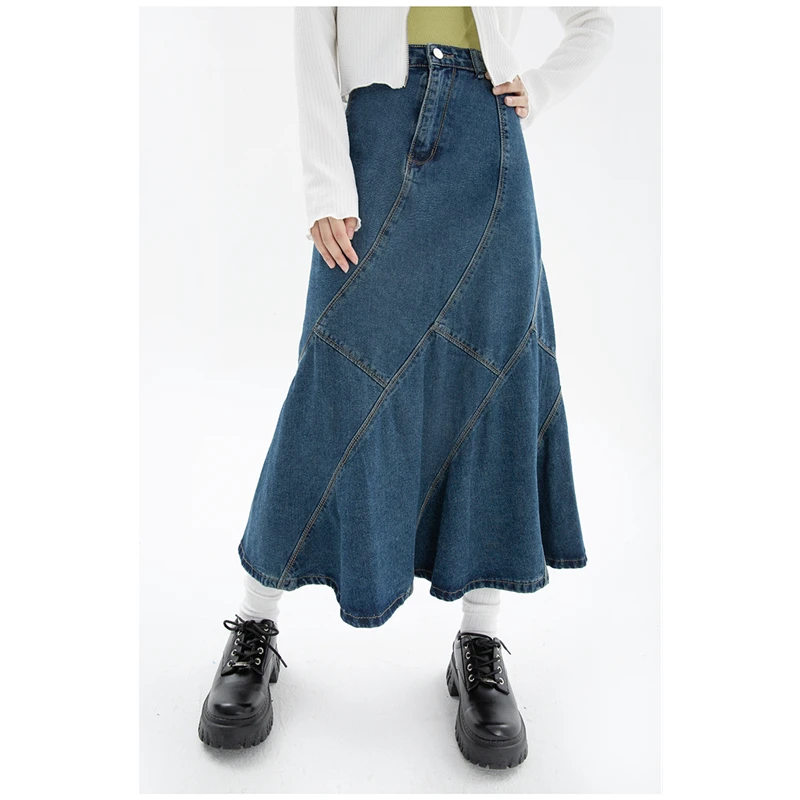 2022 Autumn Vintage Blue Women Denim Trumpet Skirt Streetwear Style Casual Irregular High Waist Ladies Long Mermaid Jean Skirt
2022 Autumn Vintage Blue Women Denim Trumpet Skirt Streetwear Style Casual Irregular High Waist Ladies Long Mermaid Jean Skirt