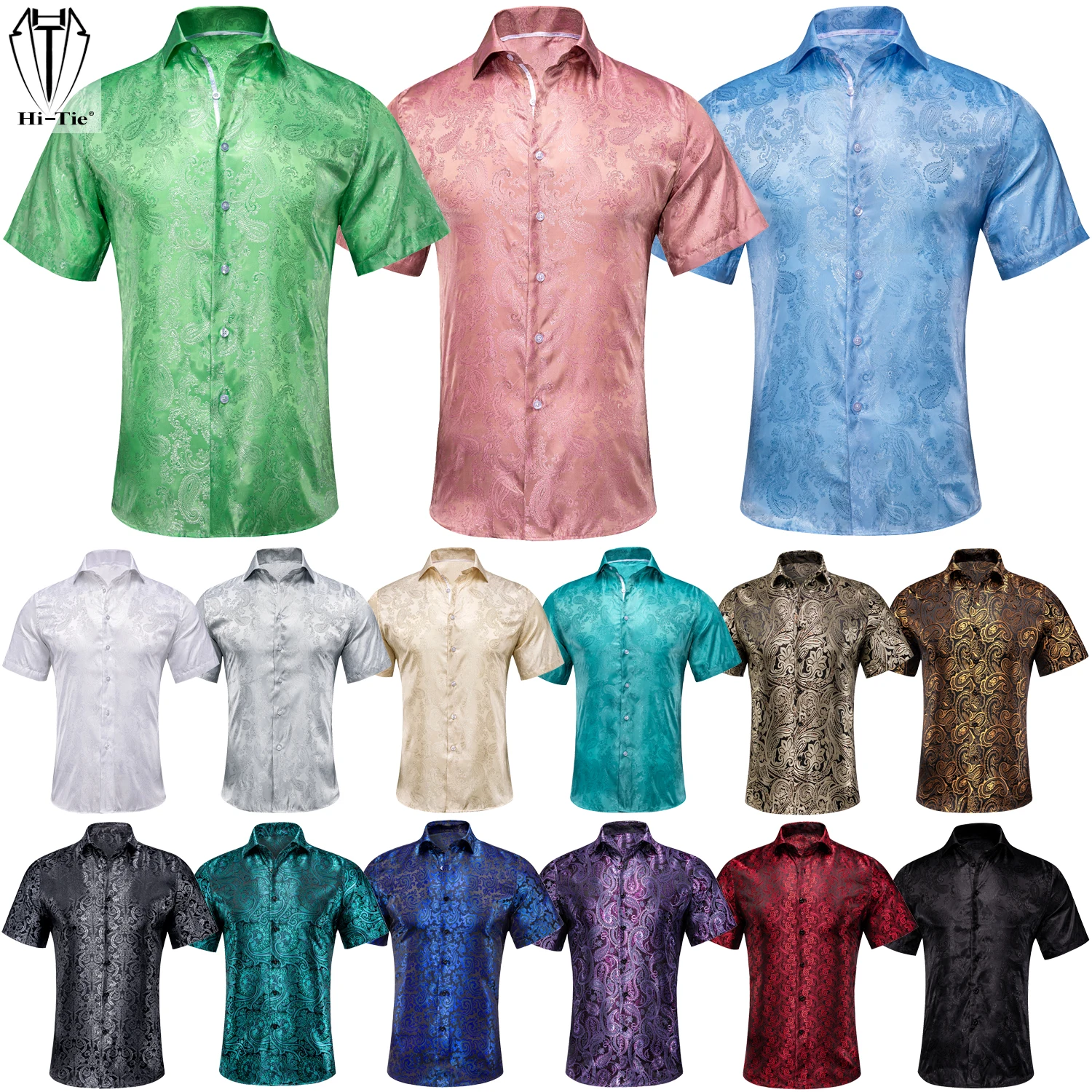Hi-Tie Brand New Short Sleeve Mens Silk Shirts Jacquard Slim Shirt For Men Summer Luxury Casual Wedding Soft Comfortable Lapel
Hi-Tie Brand New Short Sleeve Mens Silk Shirts Jacquard Slim Shirt For Men Summer Luxury Casual Wedding Soft Comfortable Lapel